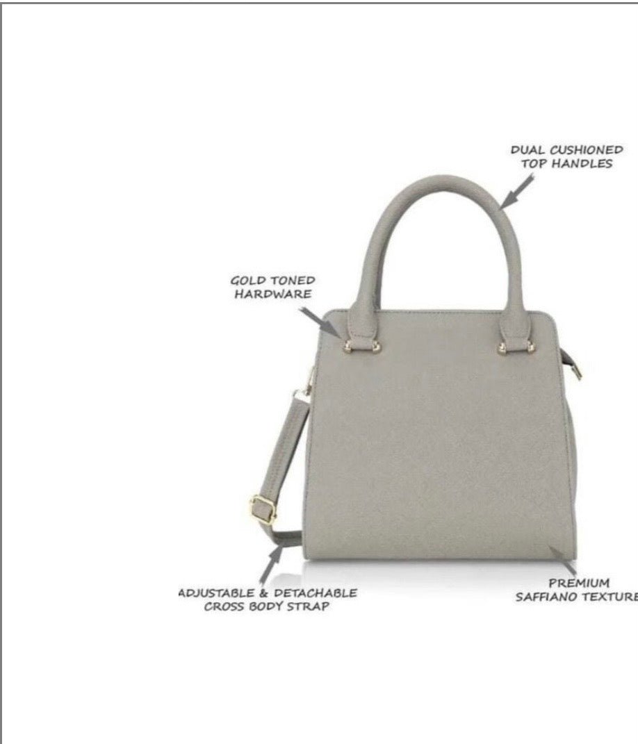 Small Satchel Bag - Grey Faux Leather Ladies Handbag