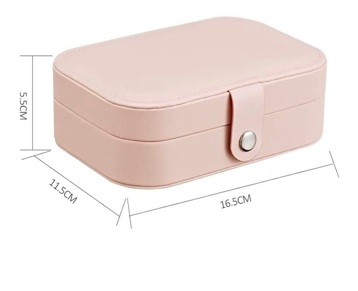 Dealmo Luxury Travel Jewelry Organizer Box – PU Leather, Compact & Multi-Slot (Ivory Pink)