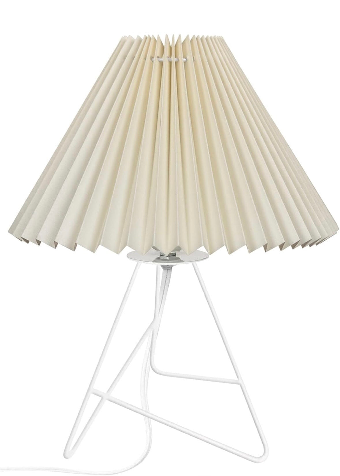 Retro “Down to The Wire” Metal Table Lamp with Fabric Shade (Off-White Pleated Shade)