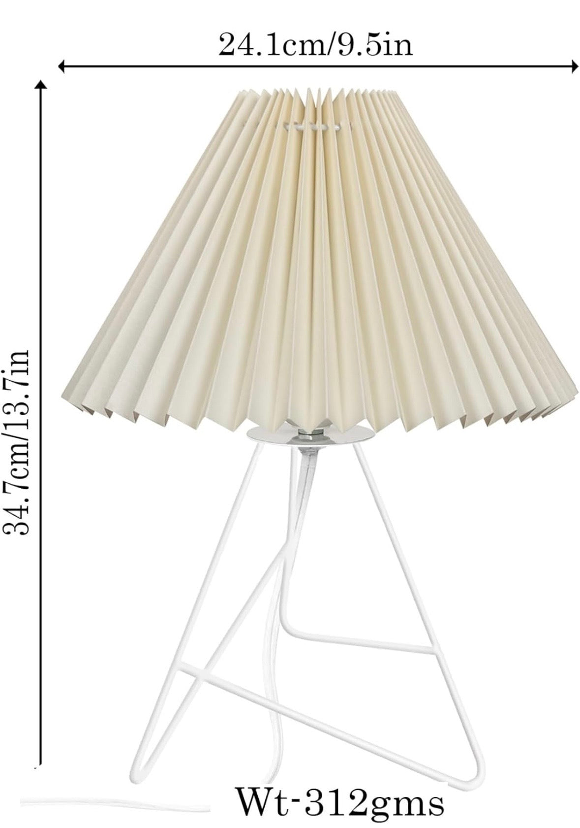 Retro “Down to The Wire” Metal Table Lamp with Fabric Shade (Off-White Pleated Shade)