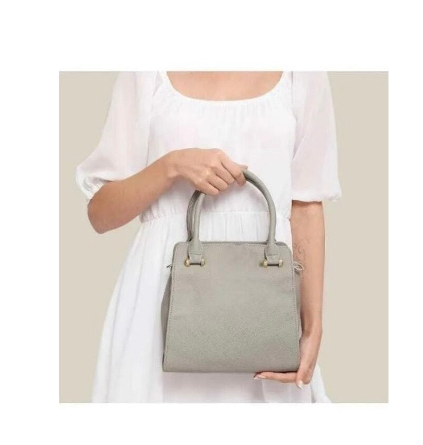 Small Satchel Bag - Grey Faux Leather Ladies Handbag