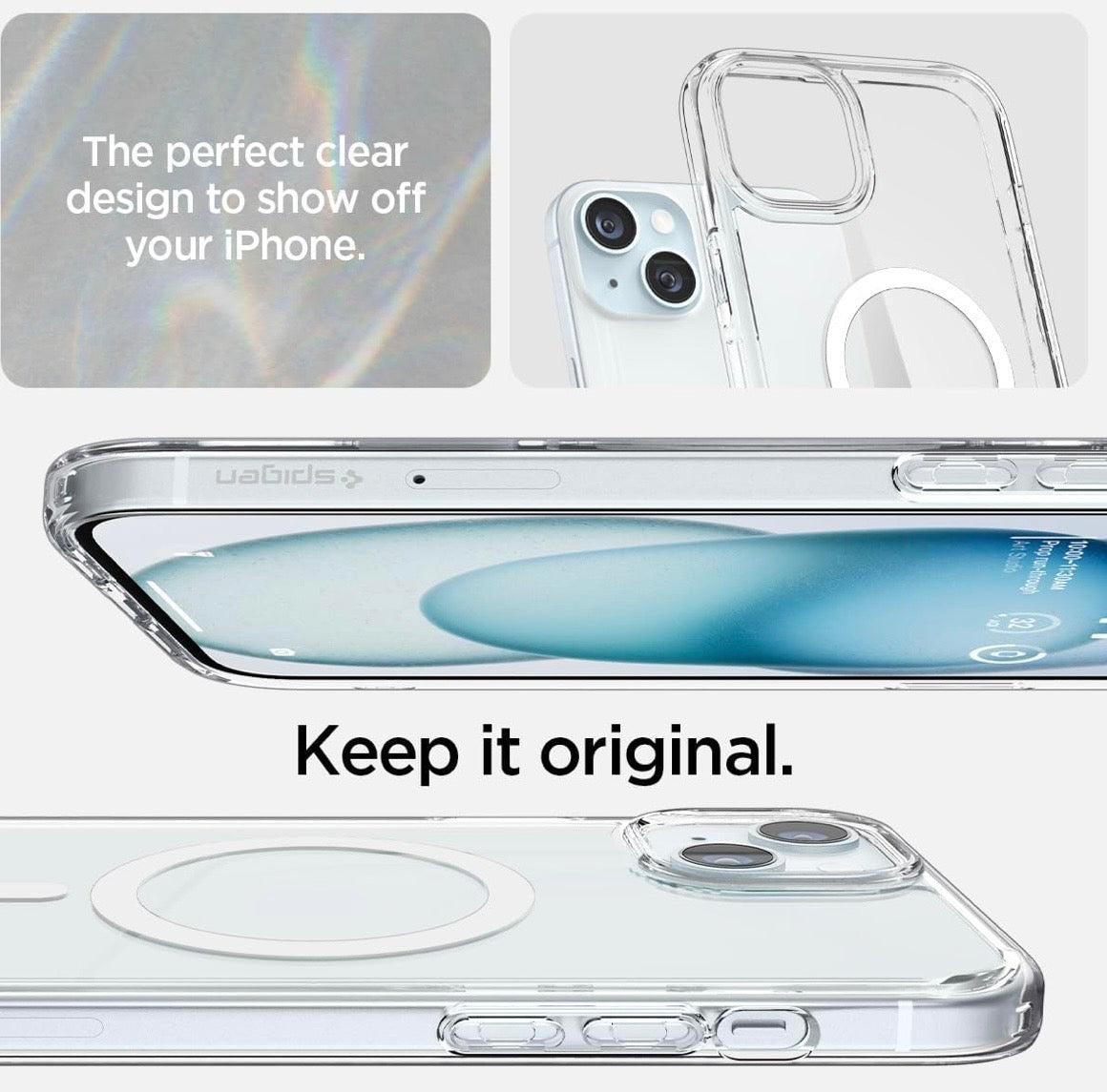 SPIGEN® Ultra Hybrid MagFit Clear Case – Compatible with iPhone 15 (Not for 15 Plus/Pro/Pro Max)