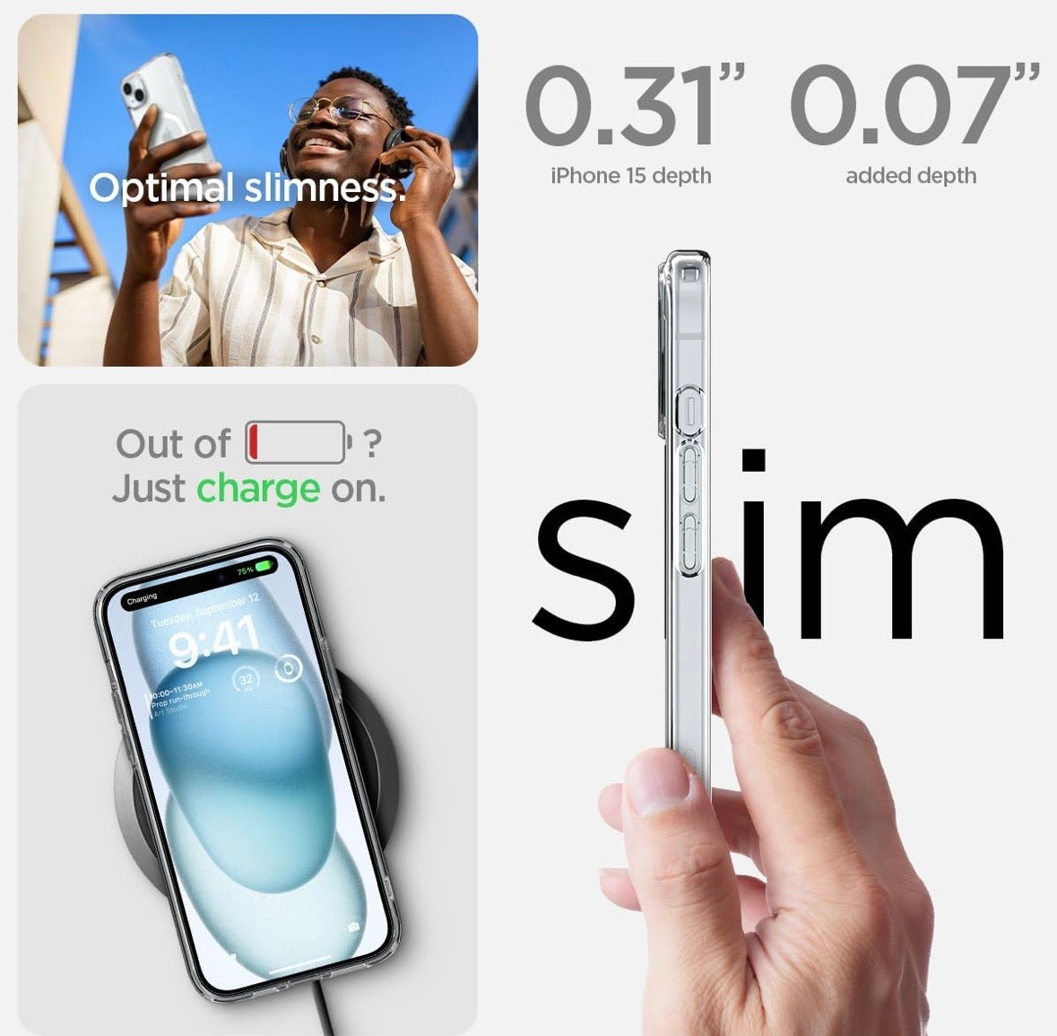 SPIGEN® Ultra Hybrid MagFit Clear Case – Compatible with iPhone 15 (Not for 15 Plus/Pro/Pro Max)