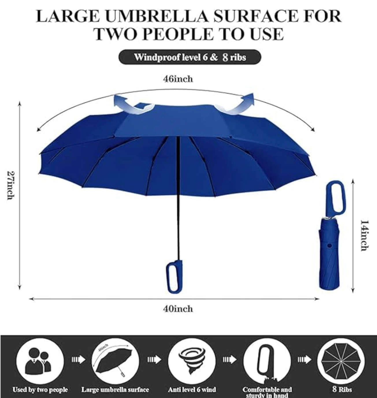 Dealmo Automatic Travel Umbrella – Windproof, Compact, Recharge-Ready